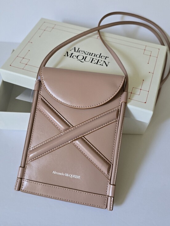 Alexander McQueen Handbags - Alexander McQueen The Curve Leather Pouch Crossbody Bag Rose Gold …